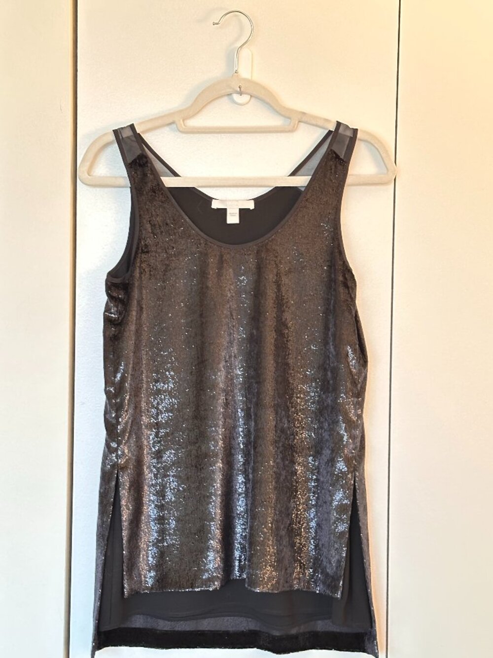 Hugo Boss Black Sequin High-Lo Tank Top - Size 0
